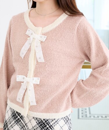 キラキラベロアリボンカーディガン