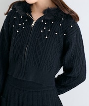 キラキラフード付きニットパーカー