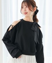 オープンショルダーリボンスウェット