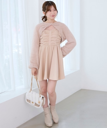 ふわふわニット×ミニワンピセット