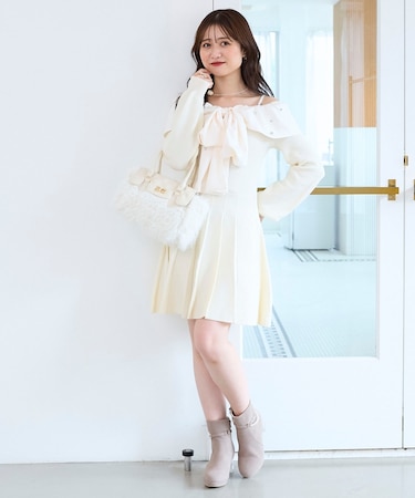 フロントビッグリボンニットミニワンピ