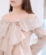 フロントビッグリボンニットミニワンピ