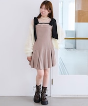 ショルダーリボンミニワンピース
