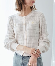 キラキラボタンツイードライクカーデ