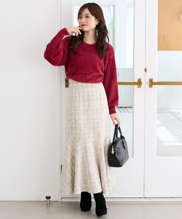 ツイードマーメイドロングスカート