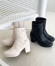 キルティングビジューリボンブーツ