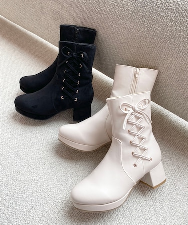 サイドレースアップストレッチブーツ