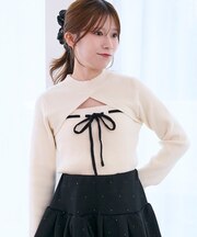 デコルテオープンリボンニット