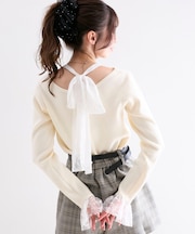 レースドッキングVネックニット