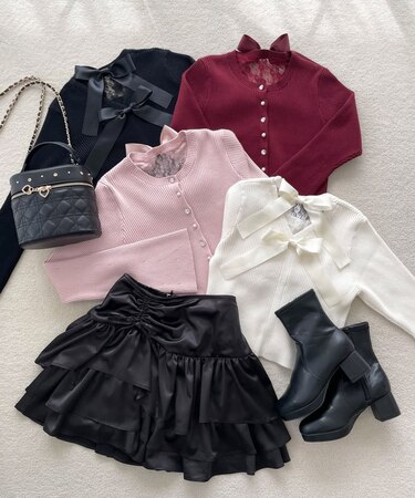 バックリボンショートカーディガン