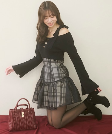 ショルダーリボンコルセットミニワンピ