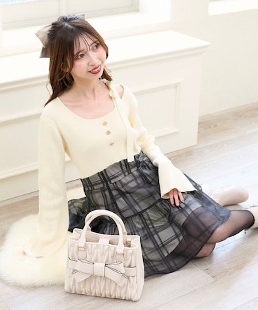 ショルダーリボンコルセットミニワンピ