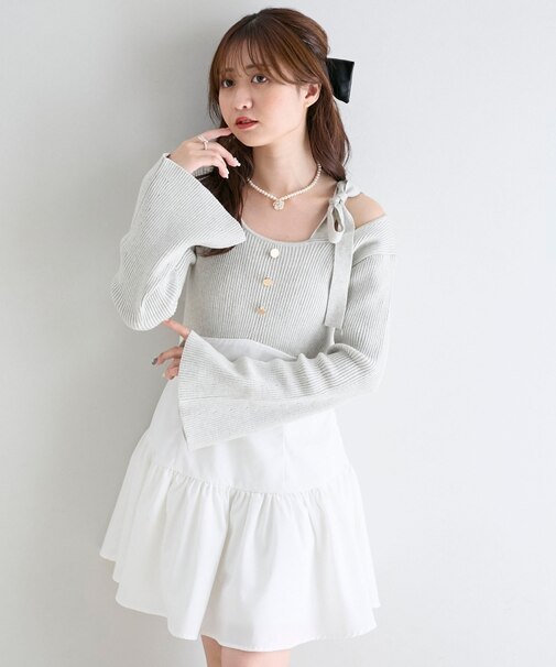 ショルダーリボンコルセットミニワンピ