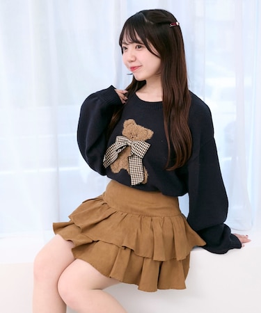 リボン付きくまちゃんニット