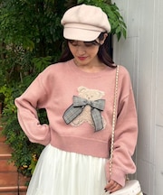 リボン付きくまちゃんニット