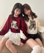 リボン付きくまちゃんニット