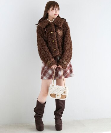 ハートパッチふわふわブルゾン