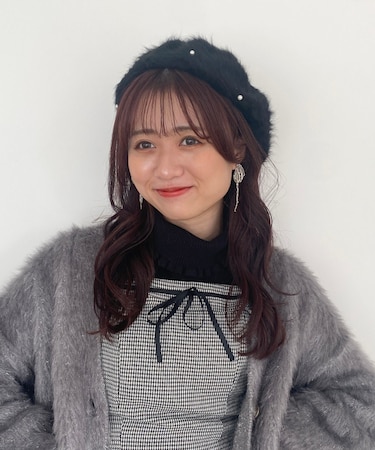 ふわふわパールベレー帽