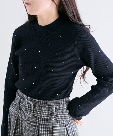 キラキラハイネックニット