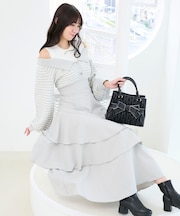 ツイードニットドッキングワンピース