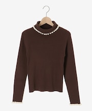 パイピングフリルタートルニット