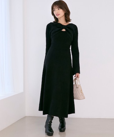 リボンボレロドッキングニットワンピ