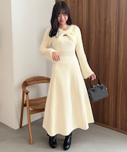 リボンボレロドッキングニットワンピ