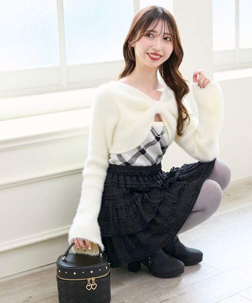 リボンボレロドッキングニット