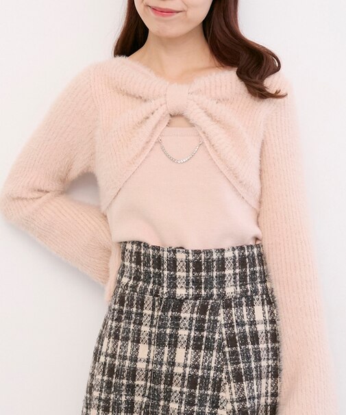 リボンボレロドッキングニット