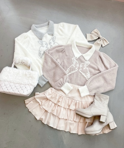 フワフワtwinsうさぎニット