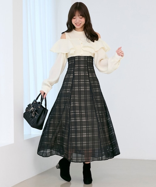 ウエストきゅっとフリルワンピース