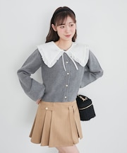 フリルカラーセットニットカーディガン