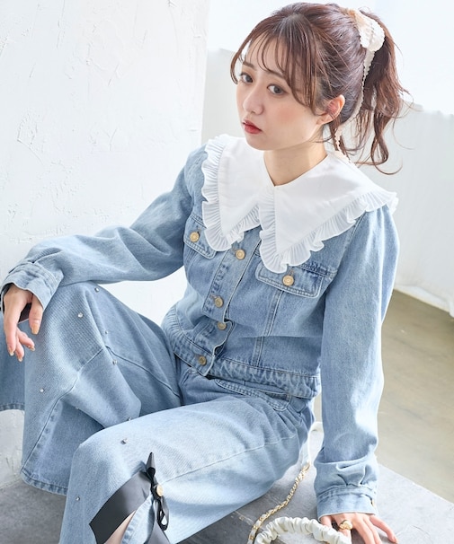 フリルカラー＆ブローチセットGジャン