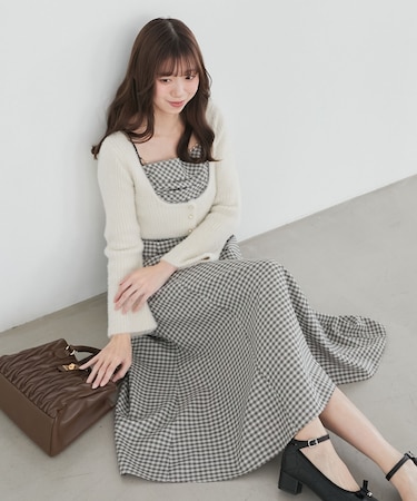 シャギーカーデセットキャミワンピース