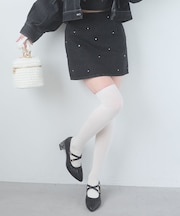 ビジュー付き台形ミニスカパン