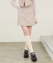 ビジュー付き台形ミニスカパン