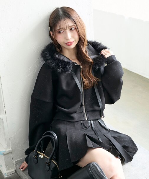 プリーツラメミニスカパン