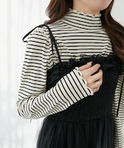 ハイネックパフスリーブトップス