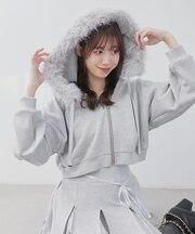 2wayフェイクファーラメパーカー