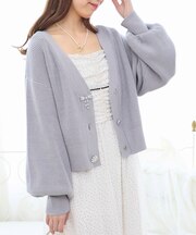 キラキラモチーフビジューボタンカーデ