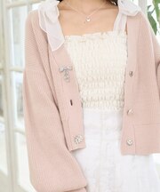 キラキラモチーフビジューボタンカーデ