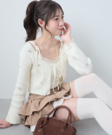 キャミセットフラワーパールカーディガン