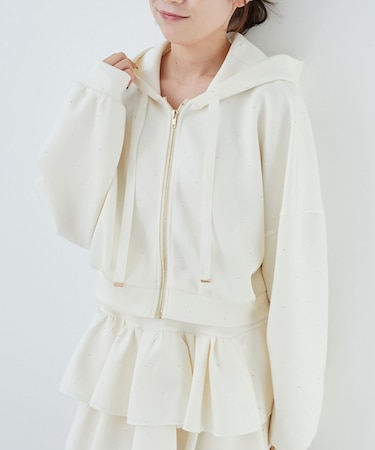 ドロストリボンラインストーンパーカー