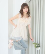 ショルダーリボンフリルビスチェ