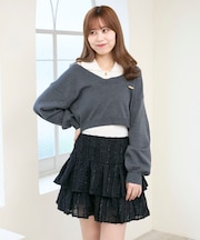 襟付ノースリニットセットオフショルニット