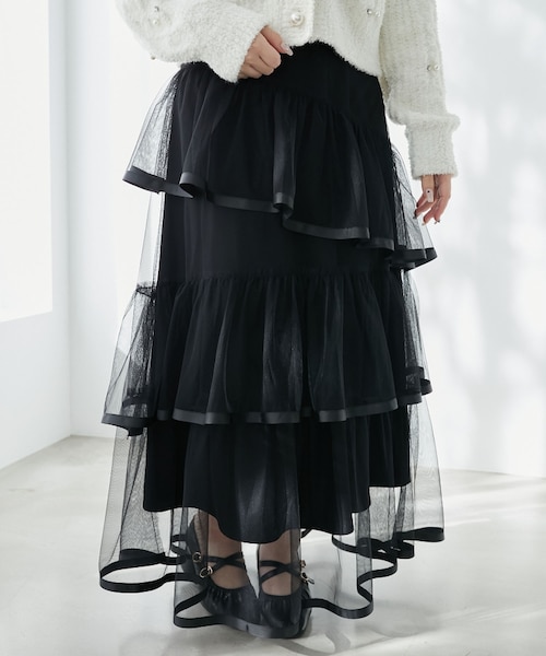 バックレースアップチュールスカート｜マジェスティックレゴンの通販