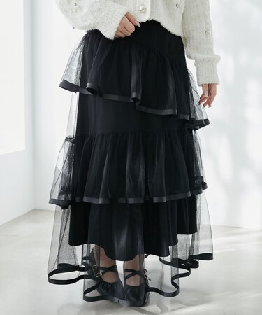 バックレースアップチュールスカート