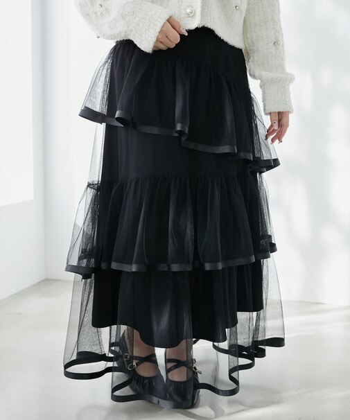 バックレースアップチュールスカート