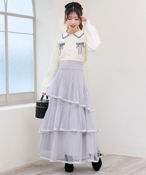 バックレースアップチュールスカート