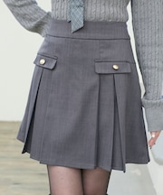 ゴールドボタンプリーツミニスカパン